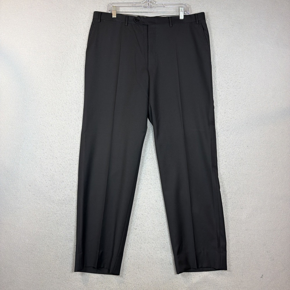 Canali Dress Pants Mens 38x32 Black 100% Wool Lined Italy Formal Trousers
